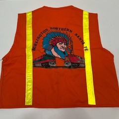 XL Vintage Santa Fe Railroad Safety Vest Orange Reflective Hi Vis Workwear BNSF