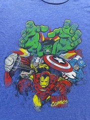Mad Engine Marvel T Shirt Mens XL Blue Graphic Hulk Iron Man Captain Avengers