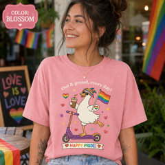 Funny Pride Goose Shirt LGBTQ Rainbow Duck Graphic Tee