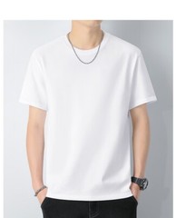 Men’s Solid Color Pure White T-Shirt L size