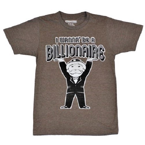 MONOPOLY Billionaire RICH UNCLE PENNYBAGS MR MONOPOLY t shirt brown LARGE NEW