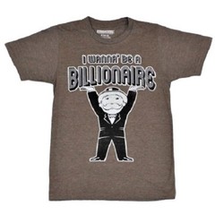 MONOPOLY Billionaire RICH UNCLE PENNYBAGS MR MONOPOLY t shirt brown LARGE NEW