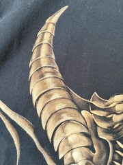 Hand Painted Dragon T-Shirt Bleach Art Unique Handmade Size L