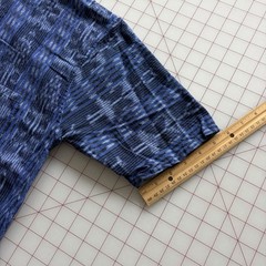 Guatemalan Ikat Collarless Henley Indigo Blue Shirt Men’s Medium M Women’s Large