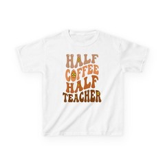Half Coffee Half Teacher Groovy Wavy T-Shirt