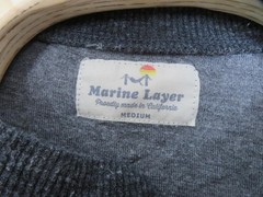 Marine Layer Henley Shirt Mens Medium Gray Long Sleeve Soft Tri-Blend USA Made