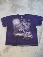 Vintage Wolf Pack Wolves Full Moon Shirt Mens XL Purple Black Howling AOP 3D