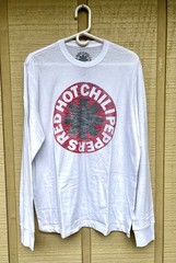 Red Hot Chili Peppers Logo Graphic T-shirt L White Long Sleeve Music Soft Fade