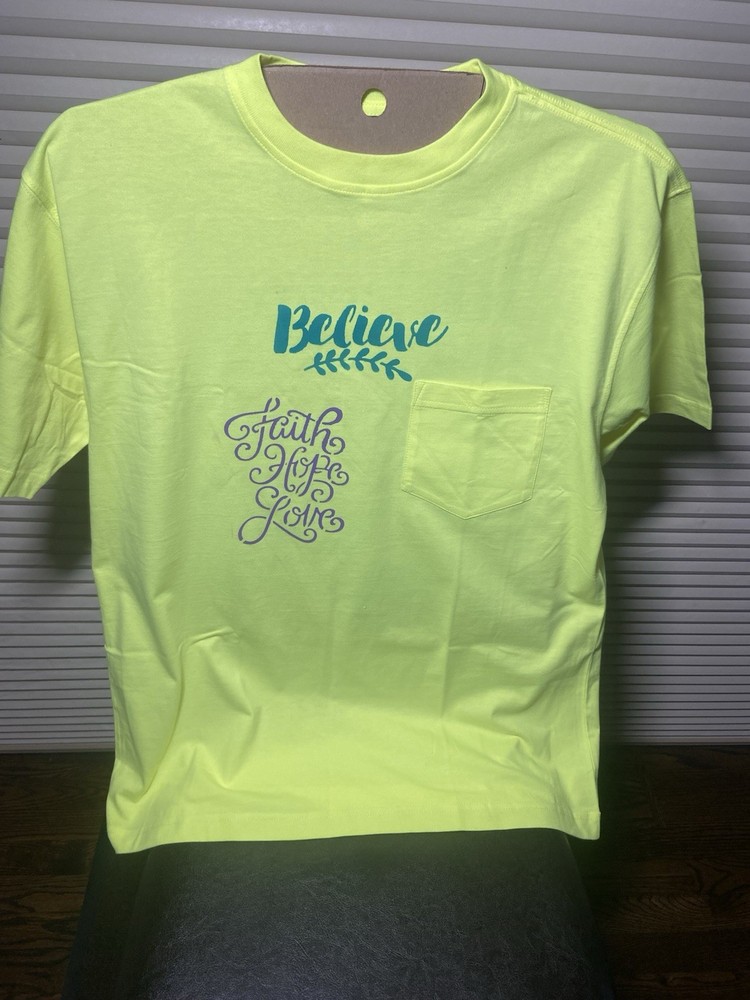 Wolverine Homemade Stencil T-shirt Neon Lime Medium Cotton Short Sleeved NWOT