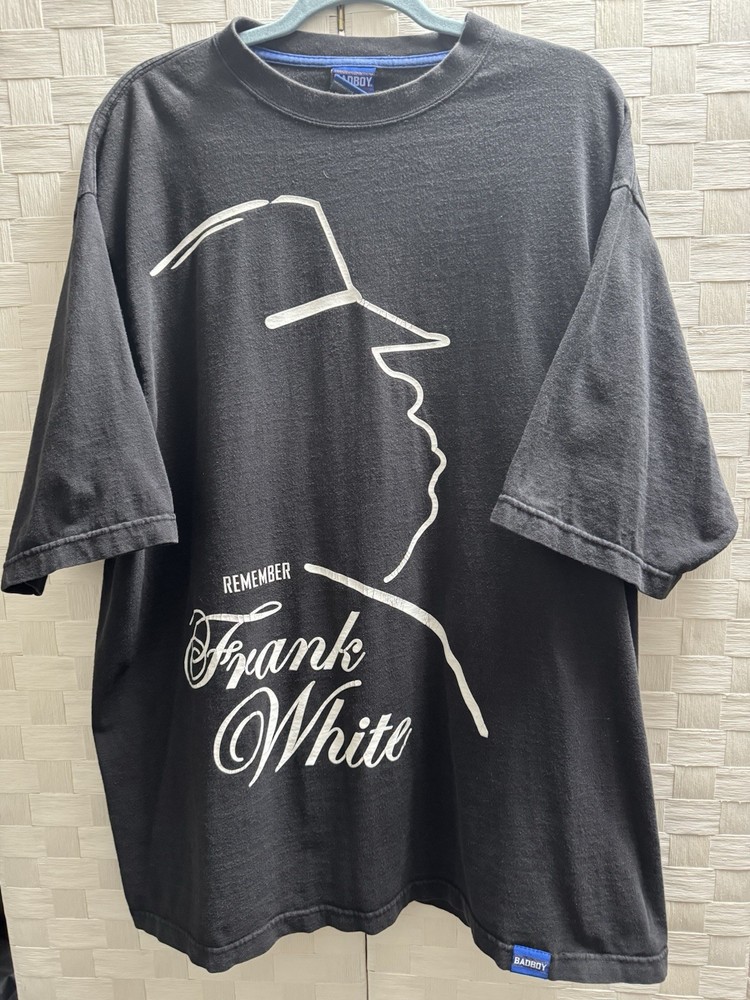 Vintage BADBOY Men’s XL Remember Frank White Graphic Print Crew Neck Tee Black