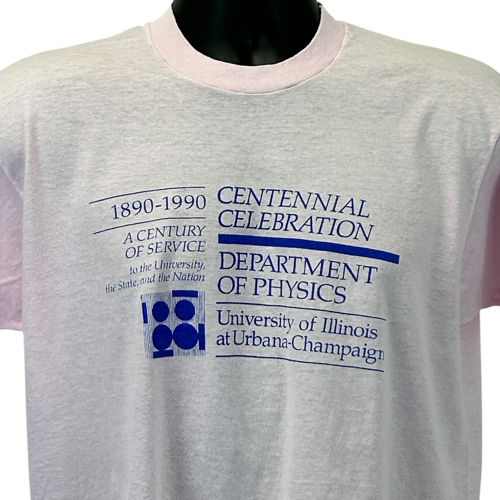 Vintage 90s University of Illinois Physics Dept T Shirt Crop Top Pink L Large