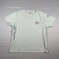 Quiksilver T Shirt Mens Large Heathered Gray Cotton Logo Print Straight Hem