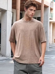 Men Vintage T Shirt 230g Heavy Cotton Faded Color Short Sleeve Oversized Loose