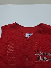 Teamwork Boys Red Mesh Jersey Size 12-14 Athletic Sleeveless Number 47