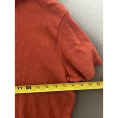 Woolrich Men’s Ribbed Henley T-Shirt Size L Large Orange Short Sleeve Casual Top