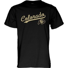 Blue 84 Mens Colorado Buffaloes T-Shirt Cursive Team Color Team Color Small