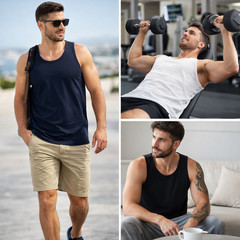 Fabrik Pure Cotton Long Length Muscle Vest For Men 3 Pack In 3 Colours, 2XL-8XL