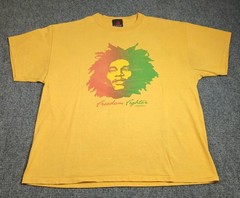 Vintage Bob Marley Freedom Fighter Music 2004 Mens T Shirt Size 1X Zion Yellow