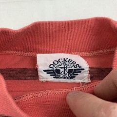 Vintage Dockers T Shirt Adult Medium Pink Striped Sailing Boating 90s Logo Patch
