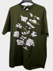 tommy hilfiger shirt men size large floral logo thrashed sleeves New vintage
