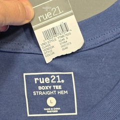 rue21 Blue Boxy Tee Shirt NEW Straight Hem Short Sleeves Crew Neck Men’s Size L