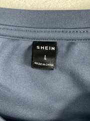 SHEIN Men’s Large Blue Athletic T Shirt Contrast Shoulder Short Sleeve Casual