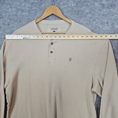 Izod Jeans Rockwashed Men’s Thermal Henley Size XXL Tan Shirt Waffle Knit SPOTS