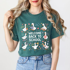 Welcome Back To School Shirt Cute Duck Goose Teacher Student Graphic T-Shirt