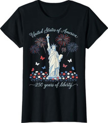 USA 250th Anniversary Shirt Women 4th of July Tees Patriotic T-Shirts