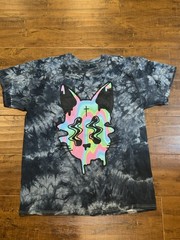 Spencer’s “Trippy/Vaporwave Cat” t-shirt w/ a black/grey tie-dye pattern Mens L