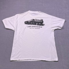 Vintage Hanes Mens White Casey Jones Museum Vaughan Mississippi T-Shirt Size XL