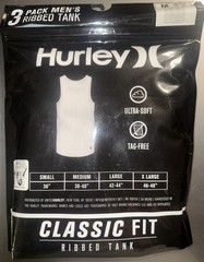 Hurley ~ Men’s 3-Pack Ribbed Tank Cotton Blend Tag Free White ~ M(38-40)