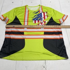 OUFISUN Shirt Mens 4XL Yellow American Flag Hi Vis Safety Tee Graphic Patriotic