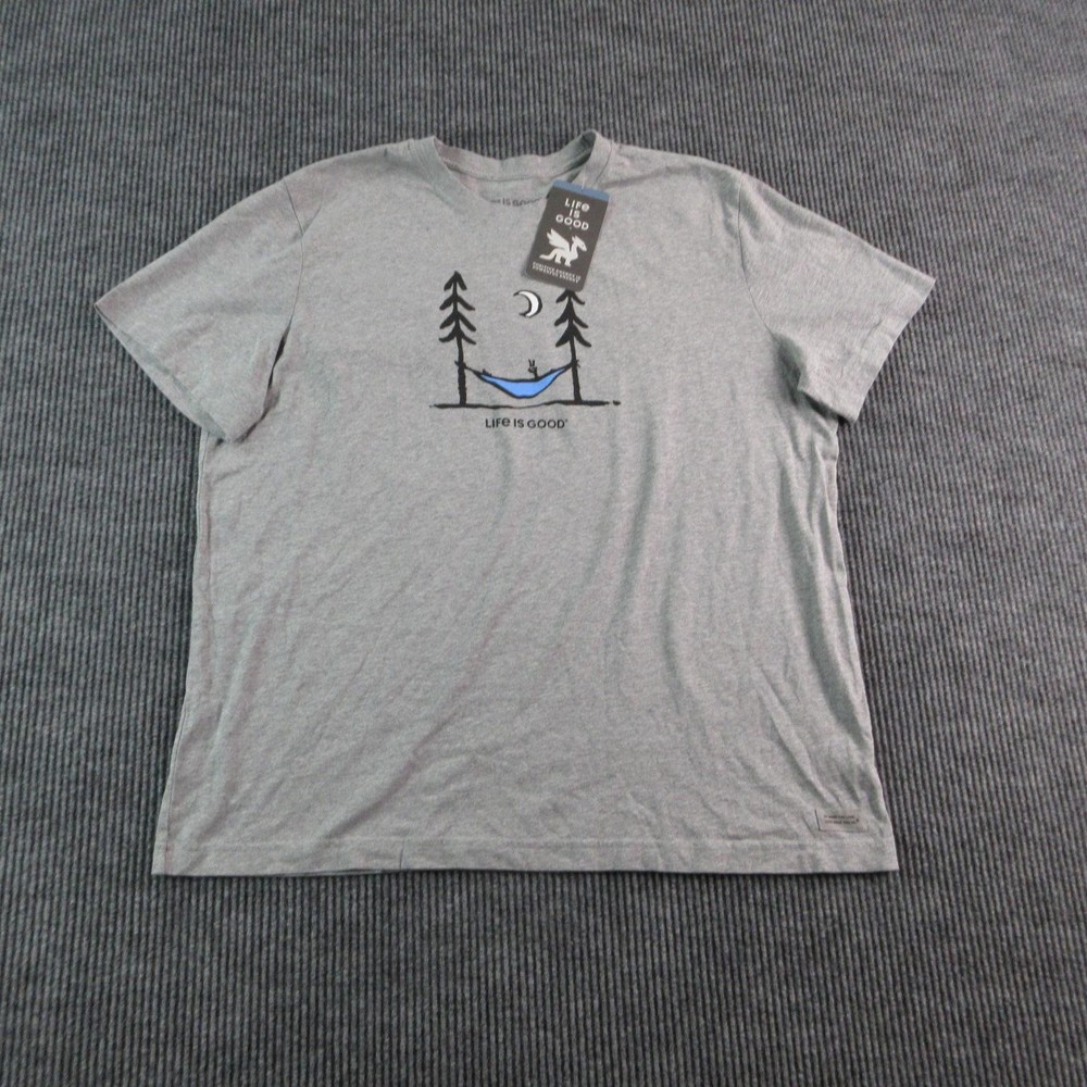 Life Is Good Shirt Mens XL Gray Crusher Hammock Graphic Crew Neck Tagless NWT