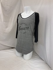 Sauce Hockey Shirt L Gray 1/2 Sleeve Poly Cotton Rayon Made USA NWT YGI O2-333