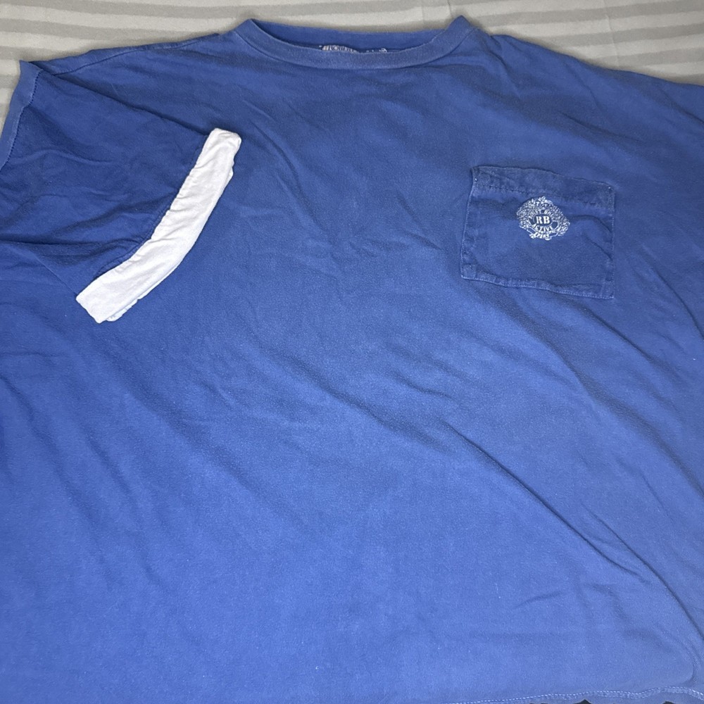 Vintage Robert Bruce Active Sport Tee Mens Blue White Double Cuff Xxl Pocket T