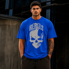 Customizable Oversized Skull Graphic Cotton T-Shirt Men’s Streetwear Gym Workout