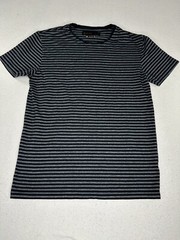 Request Men’s T-Shirt Black Striped Short Sleeve Size Petite P