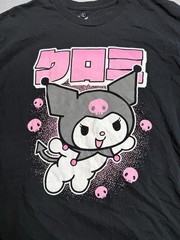 Kuromi by Sanrio Graphic T Shirt Mens Large Black Cotton Short Sleeve