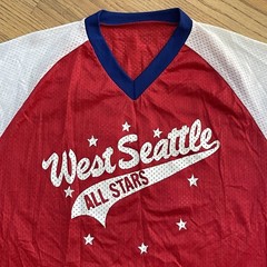 Vtg 80s West Seattle All Stars Mesh Raglan Baseball Jersey XL USA T Sports Red