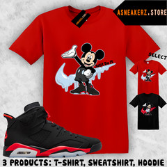 Drip M Mouse Matching Tee Shirt To Match AJ 6 Reverse Infrared Salesman Sneaker