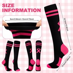 12 Pair Breast Cancer Awareness Socks Women Pink Ribbon Football Socks Bulk