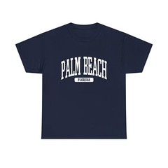 Palm Beach Florida Souvenir Beach, Aesthetic, Minimalist Navy Blue Tee