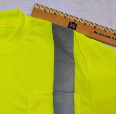 North 15 High Vis LS Safety Work T-Shirt Pocket ASNI Class 2 Yellow Black Sz L