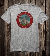 Retro Travel Tee T Shirt Souvenir New York State NYC City Coney Island Brooklyn