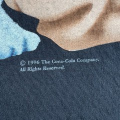 Vintage Coke Coca Cola Polar Bear Fireman T-Shirt Mens L (fits M) Black USA 90s