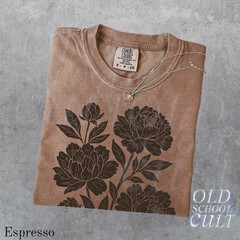 Vintage Linocut Flower Graphic Comfort Tee
