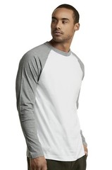 Knocker Men’s Cotton Full Raglan Sleeve Baseball Tee Shirt (S, Gray/White)