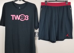 JORDAN XII RETRO 12 FLU GAME OUTFIT SHIRT + SHORTS SET BLACK RED (SIZE 3XL 2XL)
