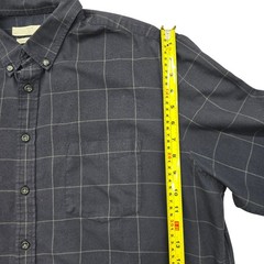 CELIO Men 2XL Navy Plaid Cotton Long Sleeve Button-Up Shirt Pocket